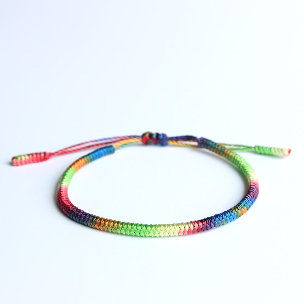 Handmade Knots Lucky Rope Bracelet Buddhist Mantra Sliding Knot Bracelet