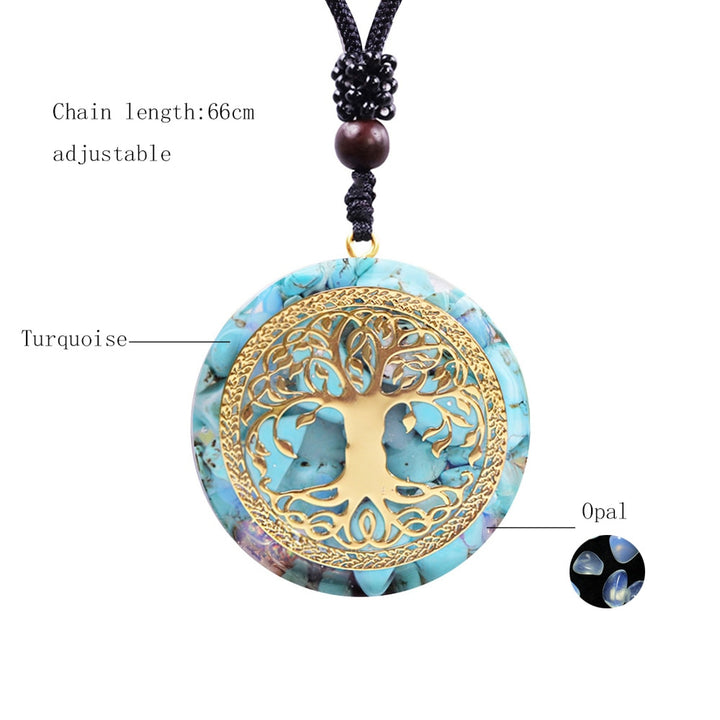 Tree of Life Orgonite Reiki Necklace Energy Crystals Aura Necklace