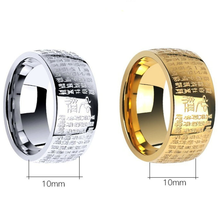 Vintage Buddhism Ancient Sutra Engraved Men Gold Silver Antique Ring