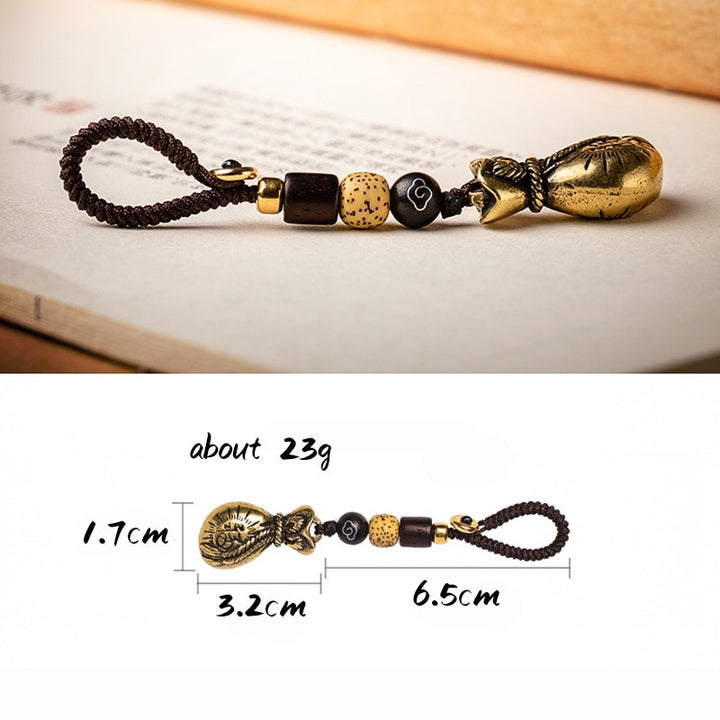 Lucky Wealth Money Bag Brass Keychain Key Lanyard Personalized Handmade Money Sacks Keychain