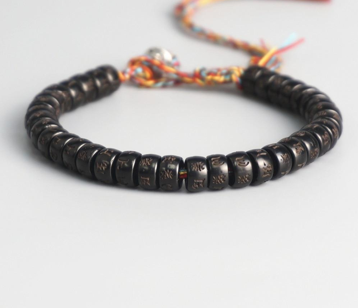 Buddhism Tibetan Hand Braided Lucky Knots Mantra Bracelet Symbol OM Mani Padme Hum Bracelet