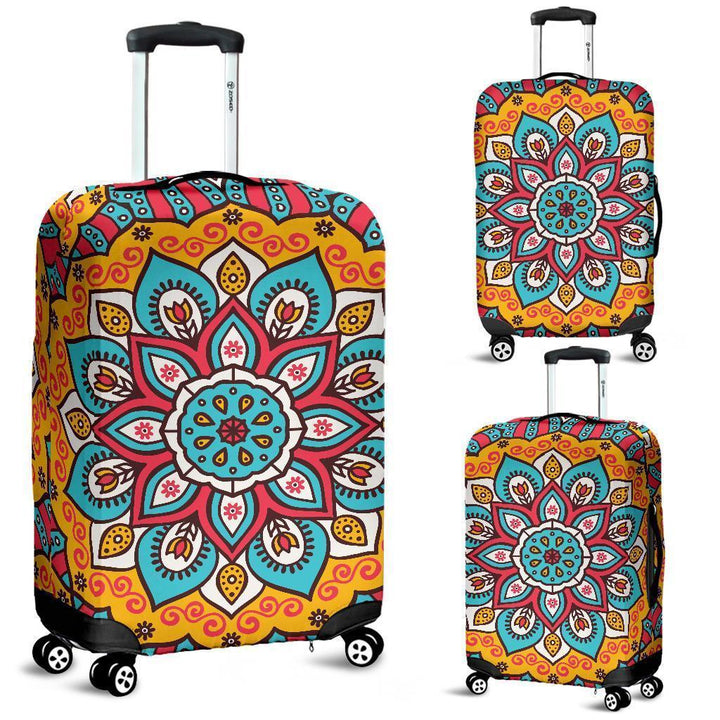 Colorful Lotus Mandala Luggage Cover