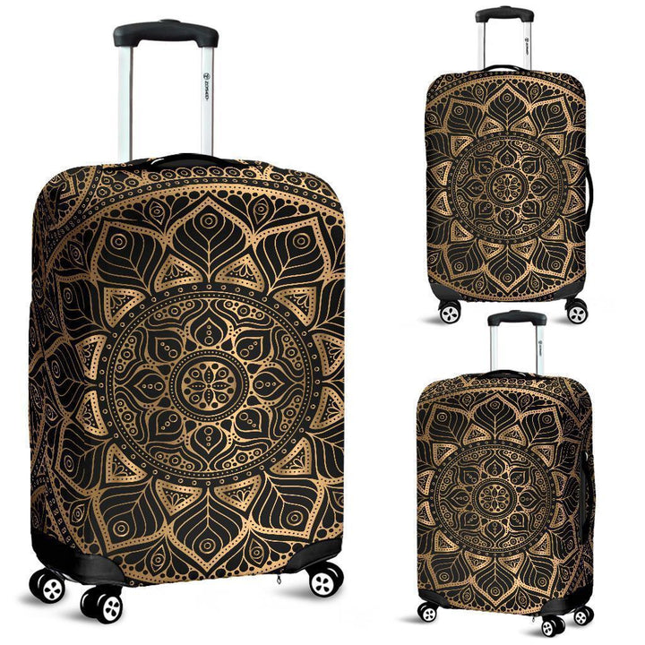 Black and Gold Mandala Luggage Cover
