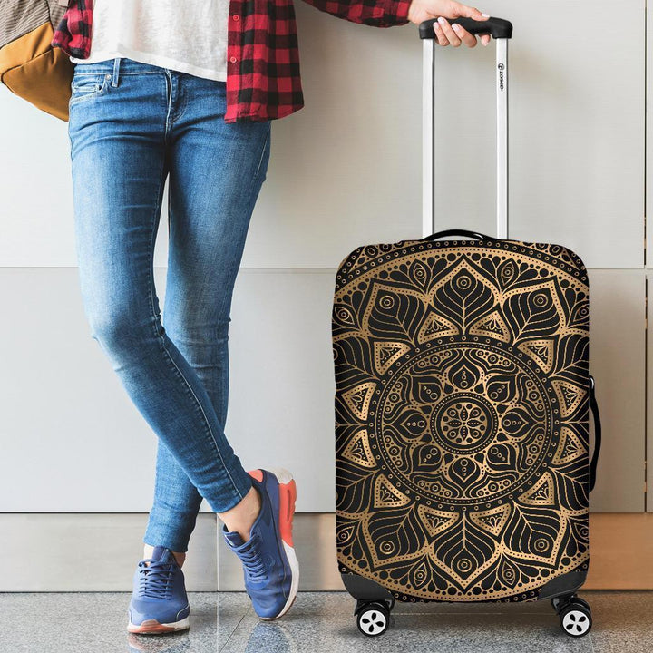 Black and Gold Mandala Luggage Cover