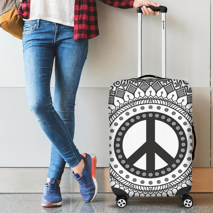Black and White Peace Luggage Cover