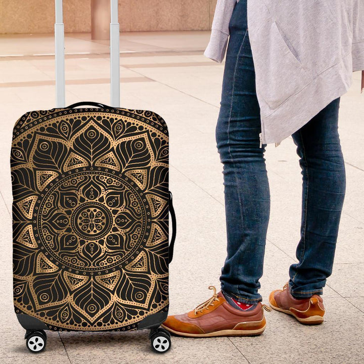 Black and Gold Mandala Luggage Cover