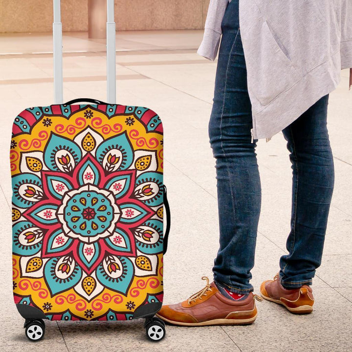 Colorful Lotus Mandala Luggage Cover