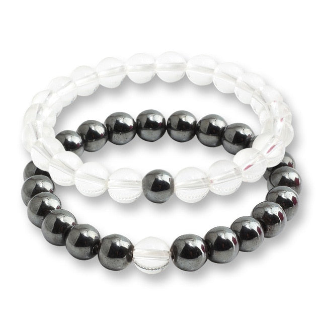 Set Couple Tiger Eye Stone Bracelets Beads Matching Lovers Mala Buddha