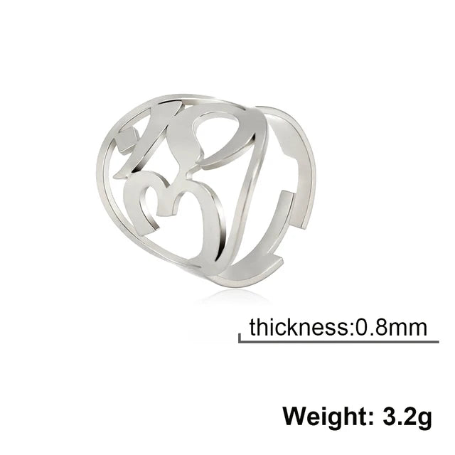 Feng Shui Om Ring Adjustable Stainless Steel Ring Gold Silver