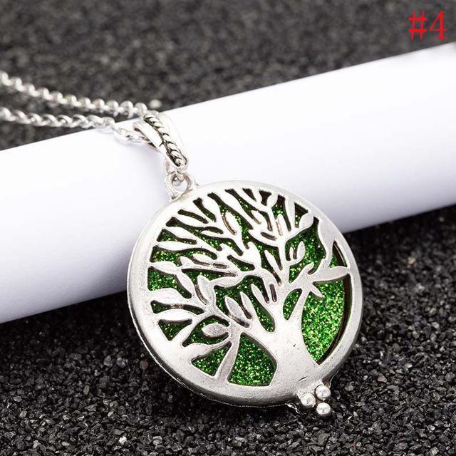 Tree of Life Aroma Diffuser Locket Necklace Women Chain Pendant Necklace