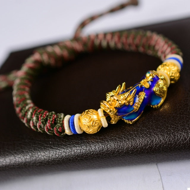 Feng Shui Pixiu Braided Rope Bracelet Lucky Charm Dragon Pi Xiu Knot Bracelet