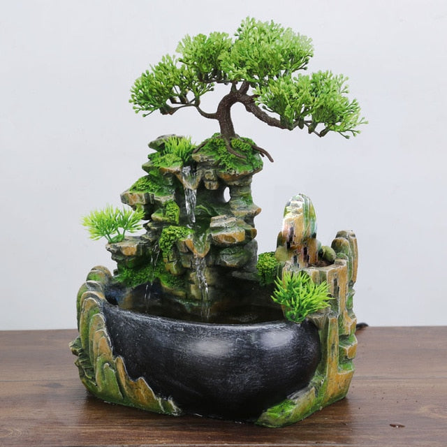 Feng Shui Flowing Waterfall Water Fountain Fengshui Lighted Fountain