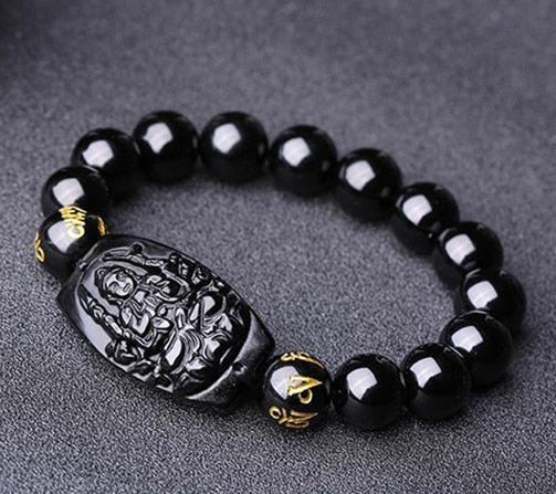 Black Obsidian Energy Bracelet Enlightenment Buddha Bracelet