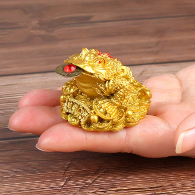Feng Shui Lucky Frog Good Fortune Money Frog Gold Bronze
