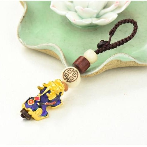 Pi Xiu Keychain Wind Bodhi Beads Rope Good Luck Pixiu Key chain