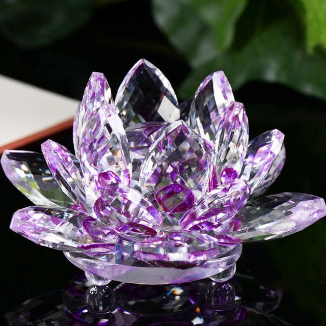 Lotus Flower Crafts Glass Ornaments Feng Shui Home Crystal Decorations