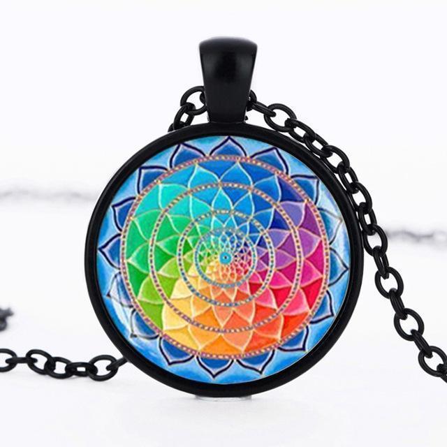 Sri Yantra Sacred Dome Necklace Pendant Vintage Charm Necklace