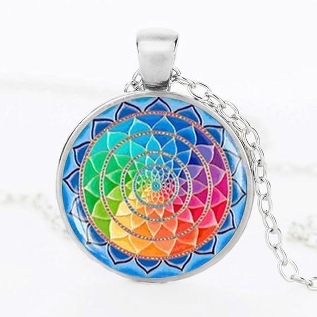 Sri Yantra Sacred Dome Necklace Pendant Vintage Charm Necklace