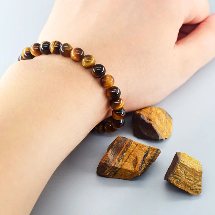 ﻿Tiger Eye Charm Bracelet Gemstone Jewelry Bead Bracelet Protection Crystals Bracelet