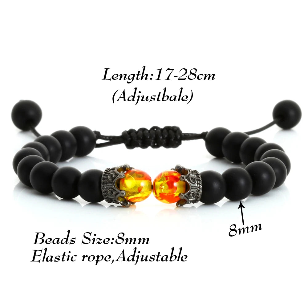 Black Lava Stone Bracelet Charm Tiger Eye Beads Gemstone Bracelet