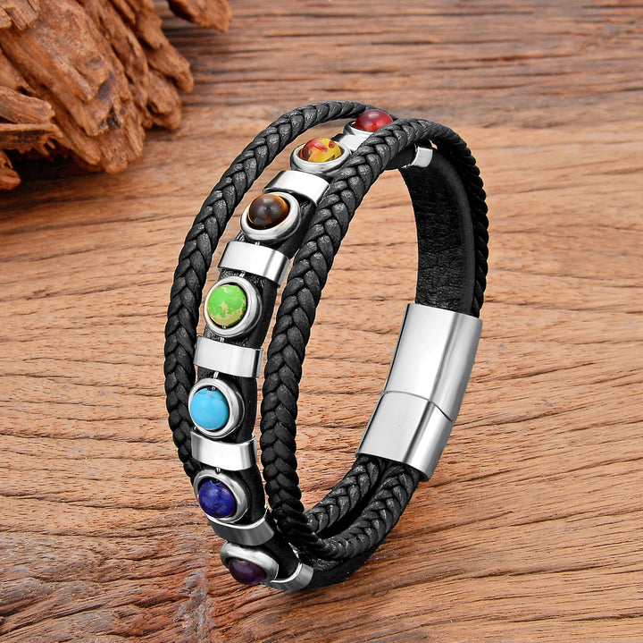 Bohemian Ethnic Chakra Bracelet Bangle Men Women Multi-Layer Braided Leather Jewelry