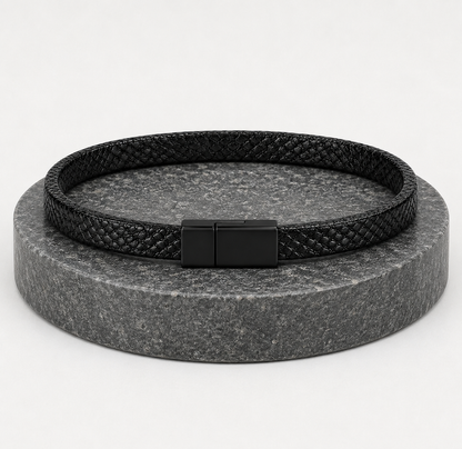 Minimalist Woven Black Leather Band