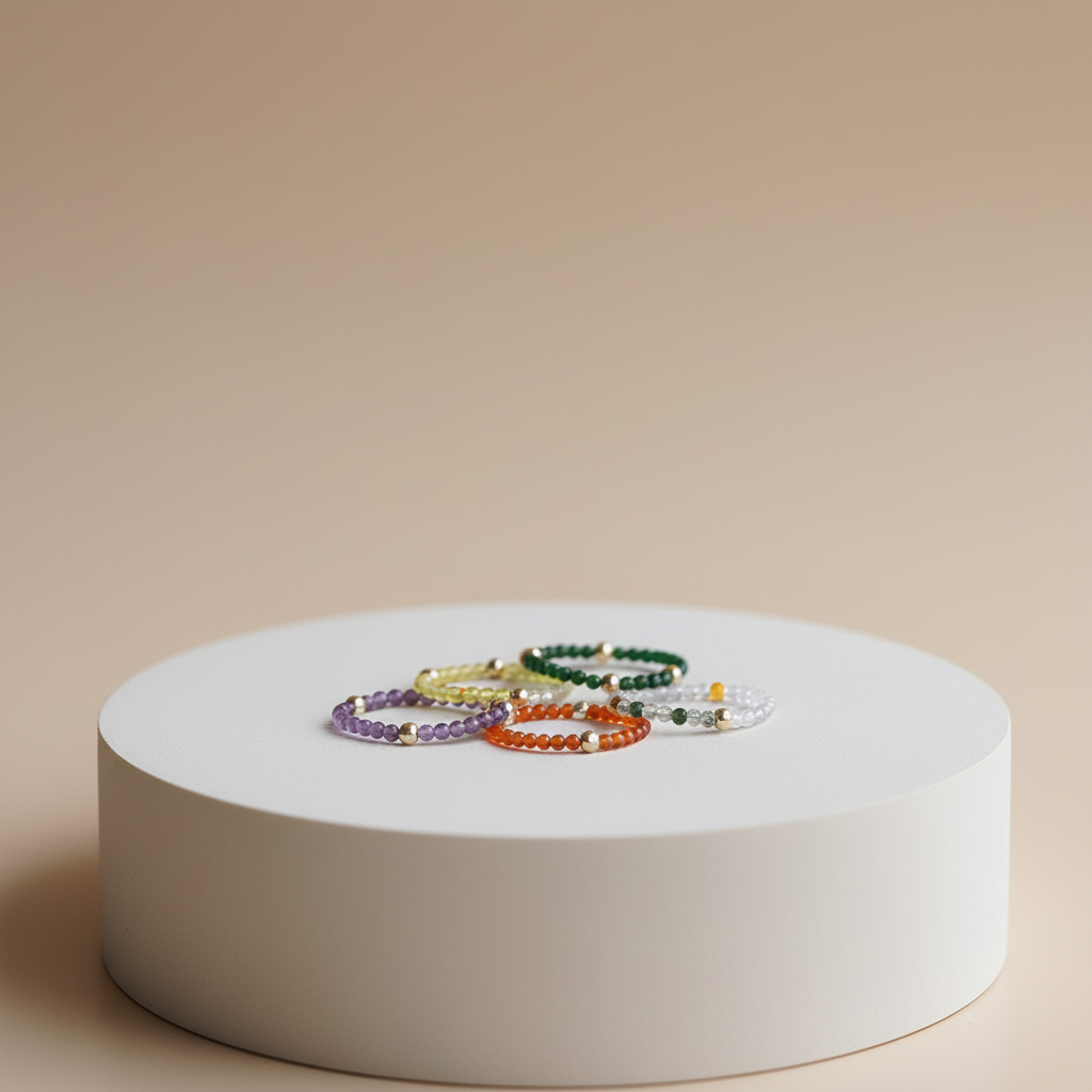 Natural Stone Stretch Rings Crystal Beaded Finger Jewelry