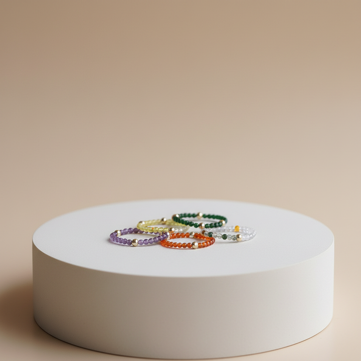 Natural Stone Stretch Rings Crystal Beaded Finger Jewelry