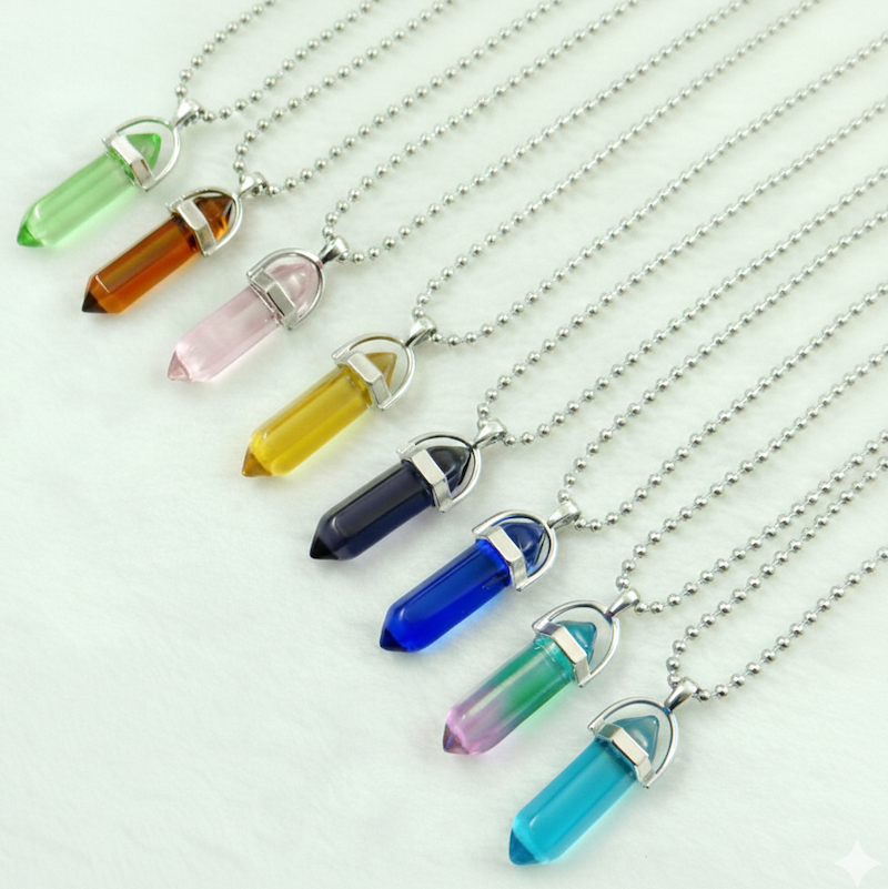 Titanium Crystal Chakra Pendant Necklace Gemstone Lucky Charm