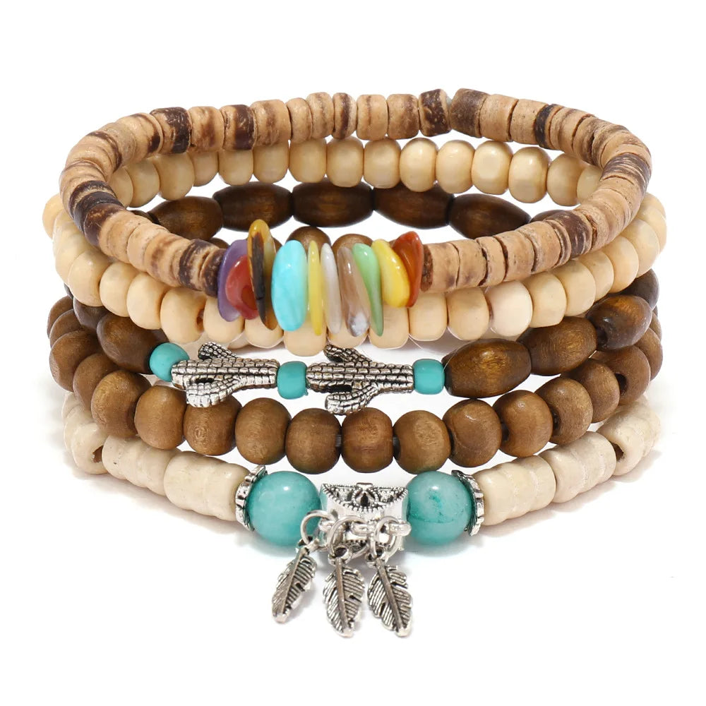 Wood Bead Bracelet Set | Zen Style Charm Stack
