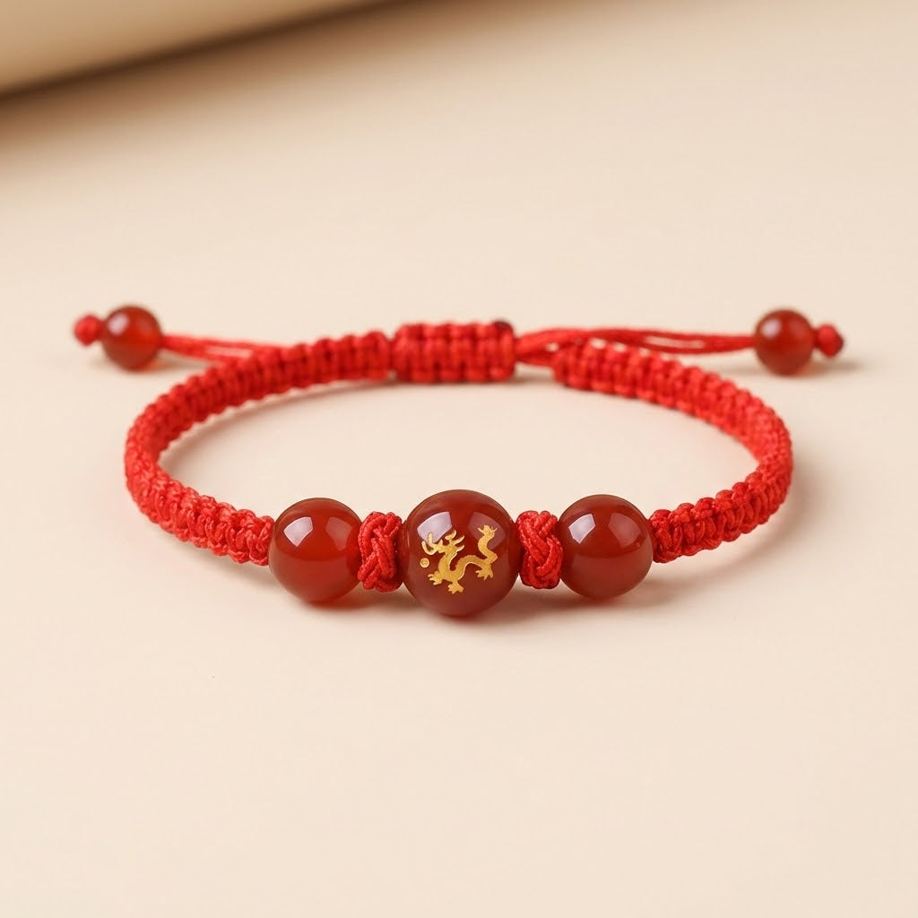 Feng Shui Lucky Red Rope Dragon Bracelet Good Fortune