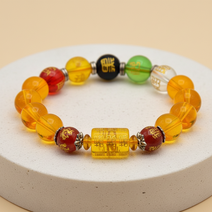 Feng Shui - Inspired Beaded Bracelet in Citrine Style Design