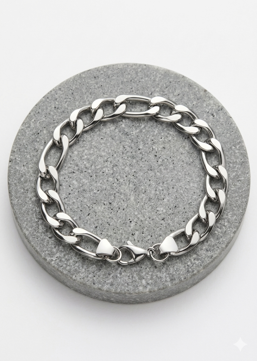 Cuban & Figaro Chain Hybrid Bracelet
