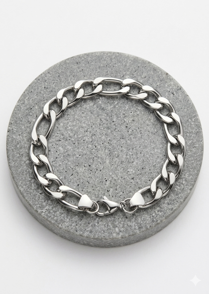 Cuban & Figaro Chain Hybrid Bracelet