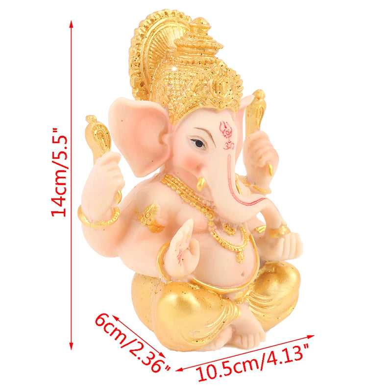 Gold Lord Ganesha Statue Elephant Sculptures Ganesh Figurines