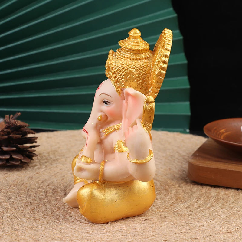 Gold Lord Ganesha Statue Elephant Sculptures Ganesh Figurines