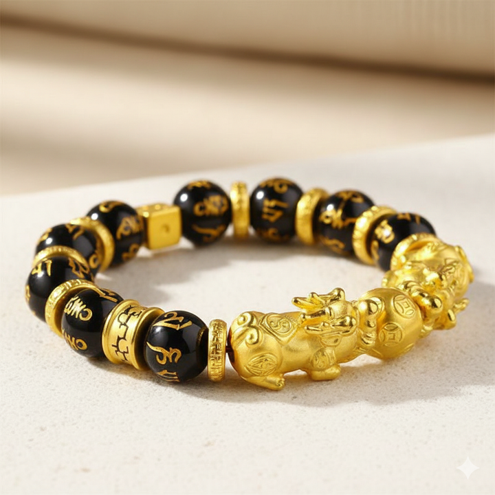 Golden Pi Xiu Beaded Custom Feng Shui Bracelet