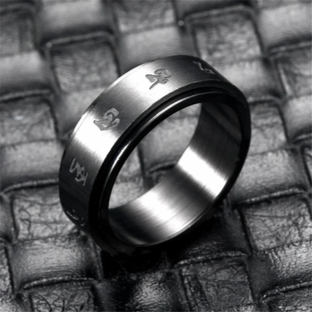 Buddha Black Fidget Ring Stainless Steel Anxiety Ring Mantra Jewelry