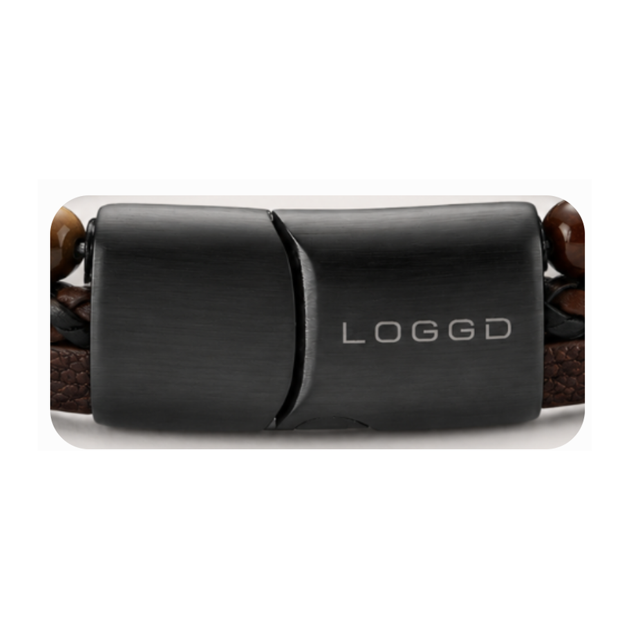 Black device with 'LOGGD' branding on a white background