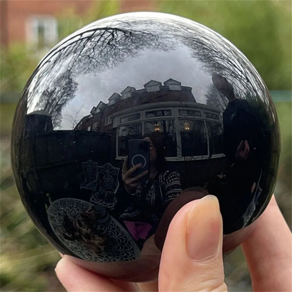 Natural Black Obsidian Ball Crystal Black Stones Feng Shui Crystals