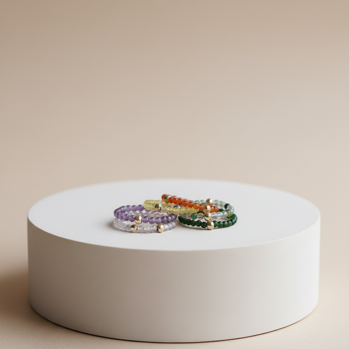 Natural Stone Stretch Rings Crystal Beaded Finger Jewelry