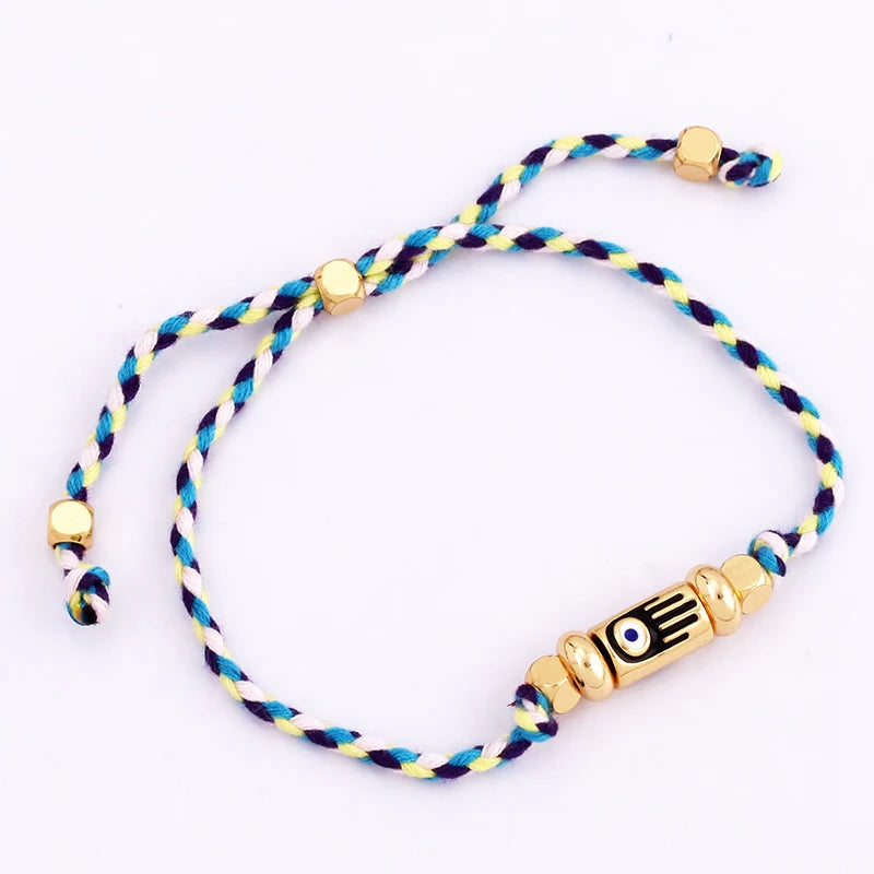 Cotton Cord Evil Eye Cross String Bracelet Knot Protection Rope Bracelet