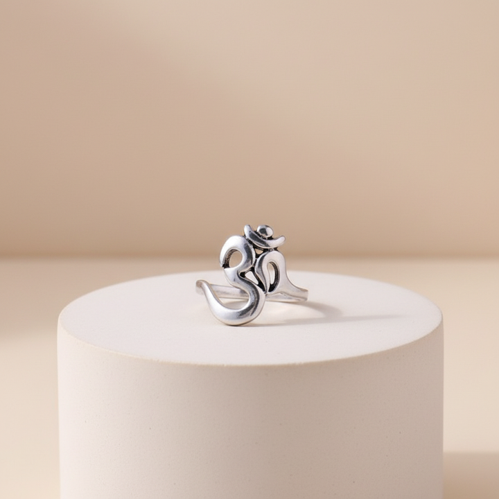 Om Ring Silver Jewelry Buddhist Symbolic Style Ring Unisex
