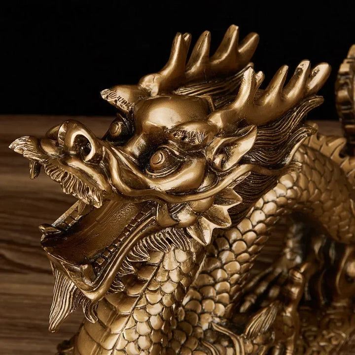 Good Lucky Dragon Resin Decoration Home Decor Figurine Gold Bronze