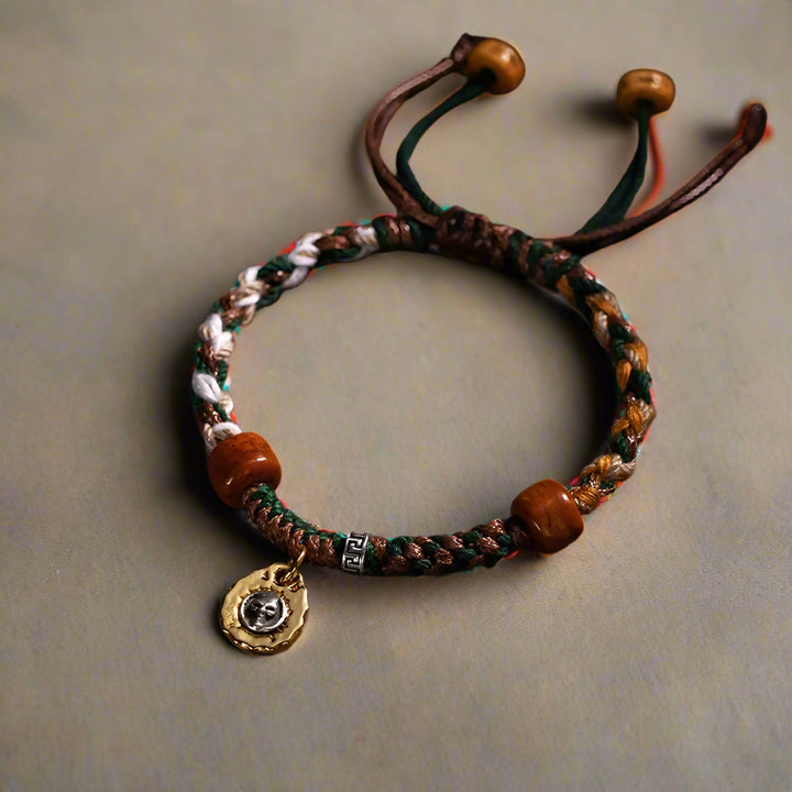 Tibetan Knot Rope Bracelet with Decorative Charm