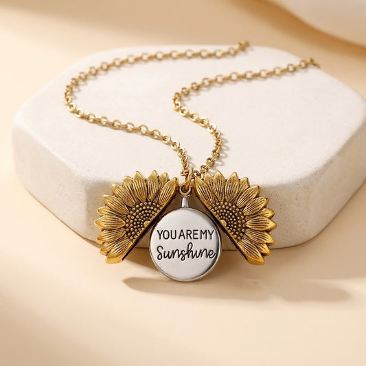 Sunflower Locket | Custom Engraved Necklace