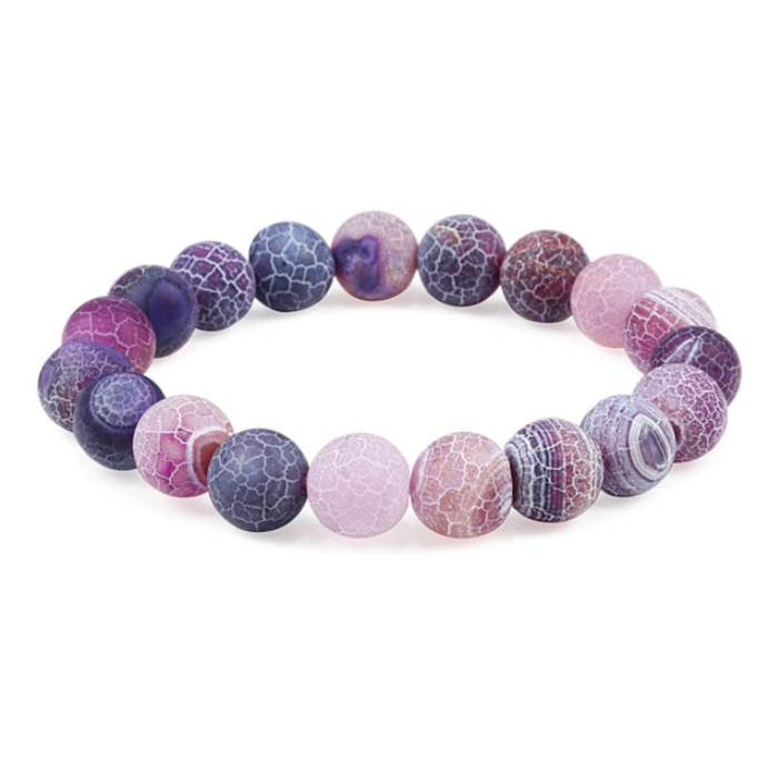 Charm Purple Weathered Stone Bracelet Chakra Crystal Buddha Lucky Charm Inspired Bracelet