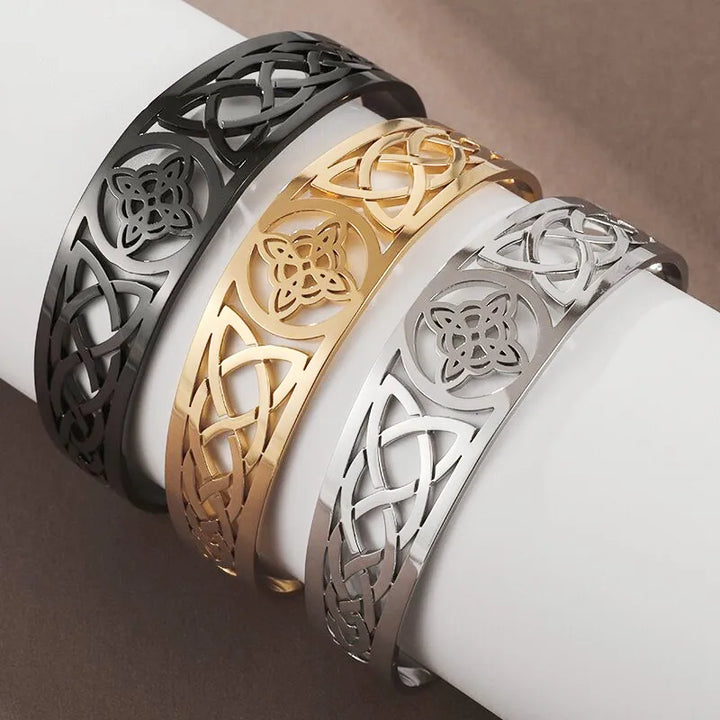 Amulet Bangle Bracelet and Necklace Celtic Scrollwork Design Cuff Bracelet Stainless Steel Jewelry