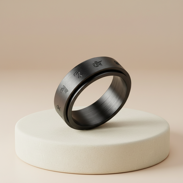 Zen Mindfulness Black Rotating Fidget Ring