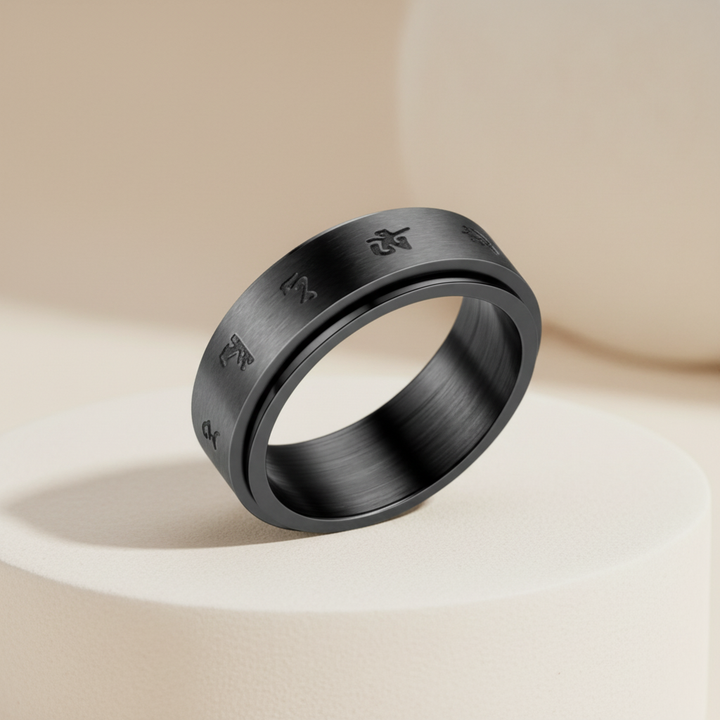 Zen Mindfulness Black Rotating Fidget Ring